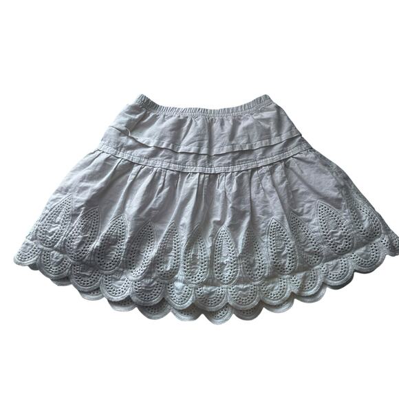 Tea Collection White Perforated Skirt with Scallop Hem - Picture 1 of 5